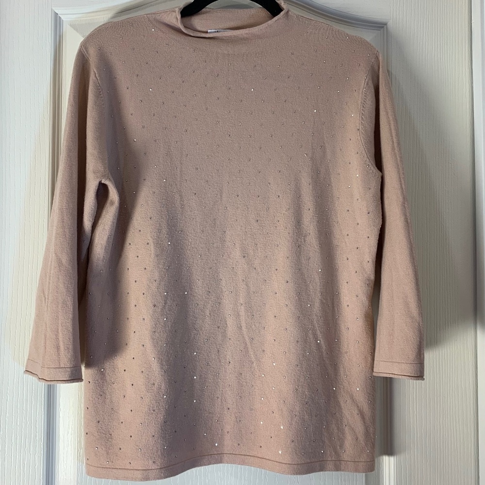 Vila Milano Knit Top with Subtle Rhinestones – Medium
